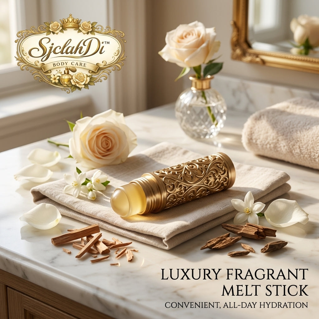 SjclahDi™ Luxury Fragrant Melt Stick – Long-Lasting Solid Perfume & All-Day Hydrating Body Balm with Sandalwood & White Rose, Portable Vintage Travel-Friendly Moisturizer for Dry Skin