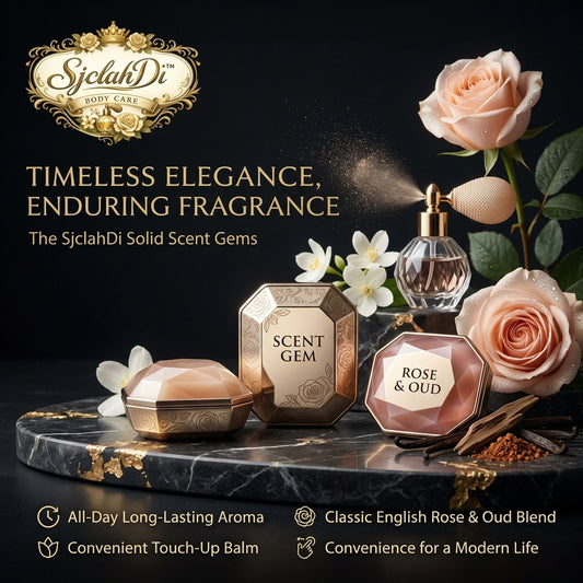 SjclahDi™ Solid Scent Gem – Luxury Rose & Oud Solid Perfume Balm – Portable, Long-Lasting Fragrance for Purse & Travel – Elegant Floral & Woody Scent