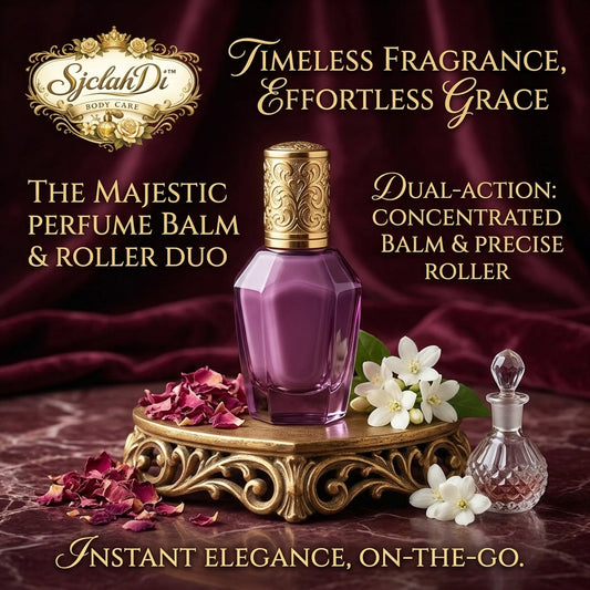 SjclahDi™ Majestic Perfume Balm & Rollerball Duo | 2-in-1 Portable Solid Perfume & Precision Liquid Roll-On Fragrance Oil Set | Long-Lasting Concentrated Travel-Friendly Luxury Scent for Women